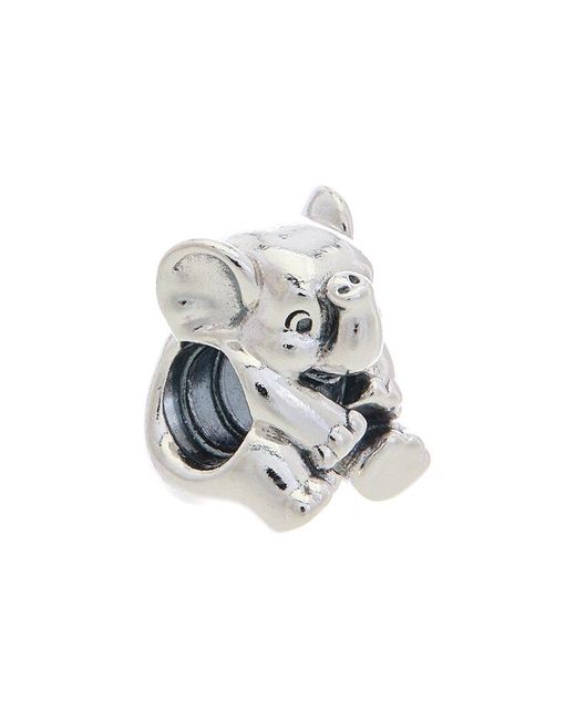 PANDORA Silver Lucky Elephant Charm in White | Lyst Canada