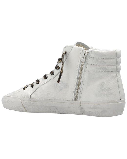 Golden Goose Deluxe Brand White Slide Suede & Leather Sneaker