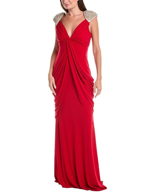 Issue New York Red Solid Embellished Maxi Dress