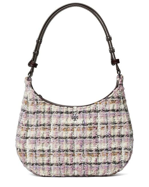 Tory Burch Gray Emerson Tweed Shoulder Bag