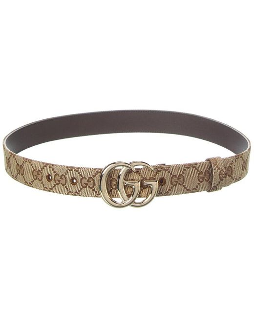 Gucci Brown Marmont GG Canvas & Leather Belt