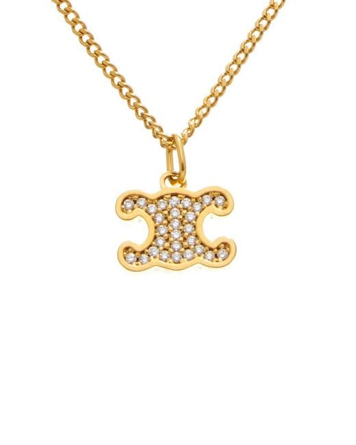 Céline Metallic Triomphe Rhinestone Necklace
