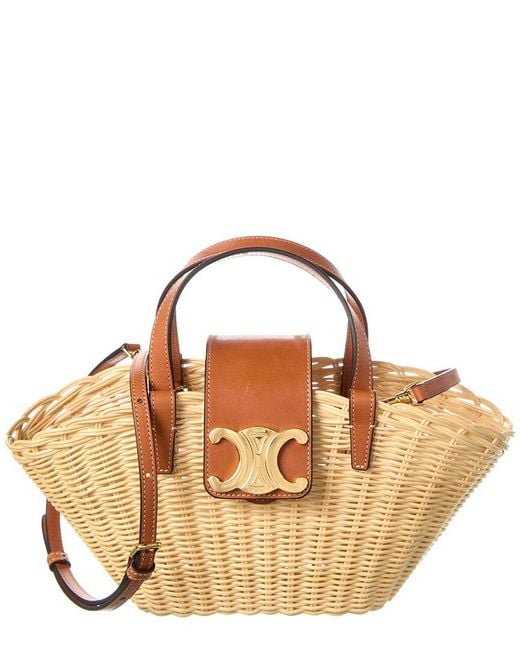 Céline Brown Teen Couffin Wicker & Leather Tote