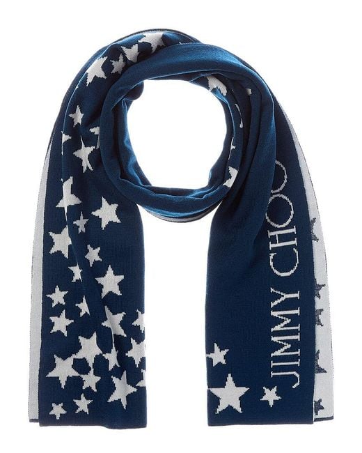Jimmy Choo Blue Wool-Blend Scarf