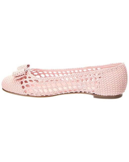 Ferragamo Pink Varina Leather Ballet Flat
