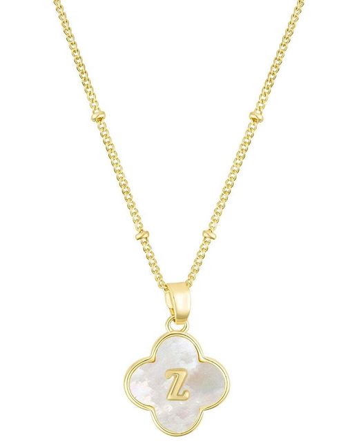 Adornia Metallic 14K Mother-Of-Pearl Initial Clover Necklace