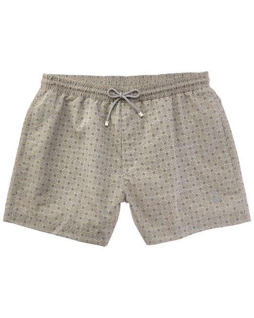 Brunello Cucinelli Gray Printed Swim Short for men