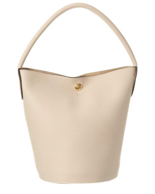 Longchamp White Épure Small Leather Bucket Bag