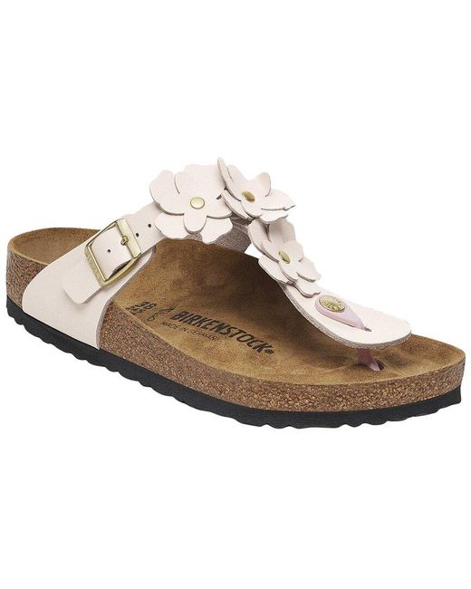 Birkenstock Brown Gizeh Flowers Leather Thong Sandal