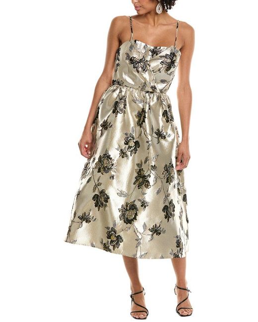 Julia Jordan Metallic Floral Jacquard A-Line Dress