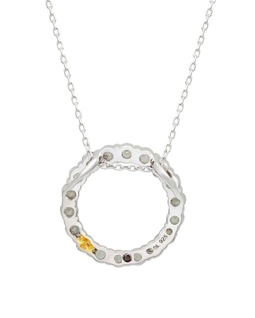 Suzy Levian Metallic Silver 0.02 Ct. Tw. Diamond & White Topaz Eternity Pendant