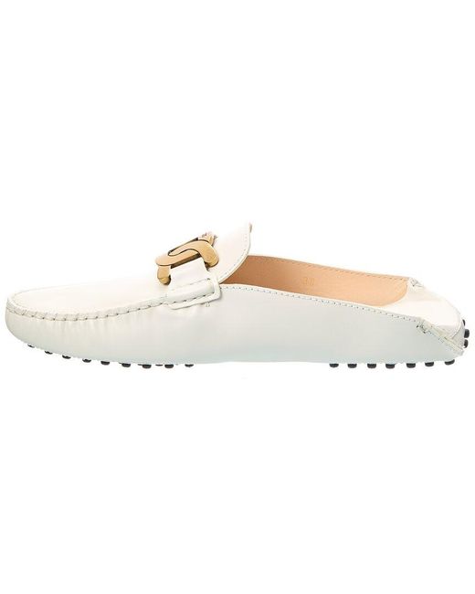 Tod's White Gommini Leather Mule