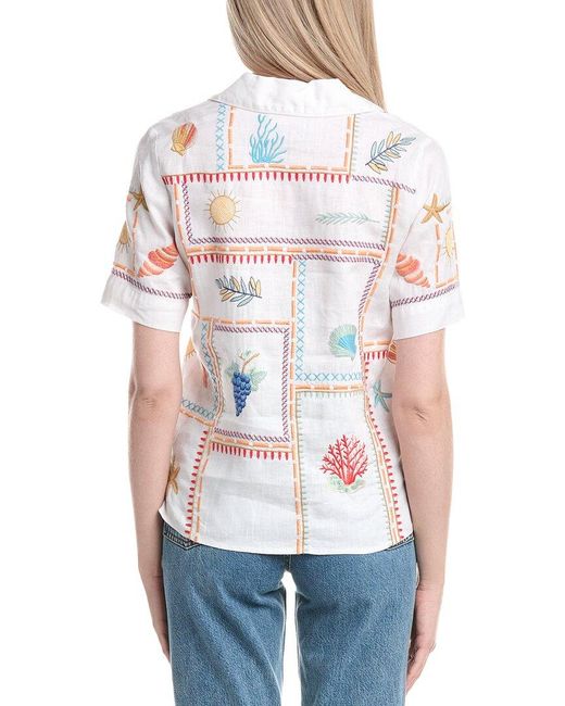 Johnny Was White Linen Shirt