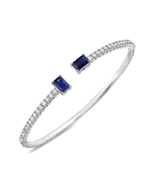 Forever Creations USA Inc. Blue Forever Creations 14K 2.85 Ct. Tw. Diamond & Sapphire Flexible Bangle Bracelet