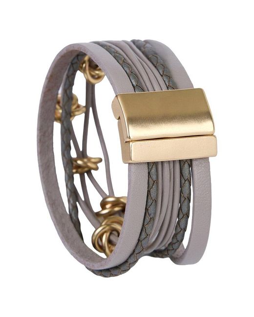 Saachi Gray Knotted Charm Leather Bracelet