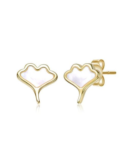Rachel Glauber Metallic 14K Plated Pearl Earrings