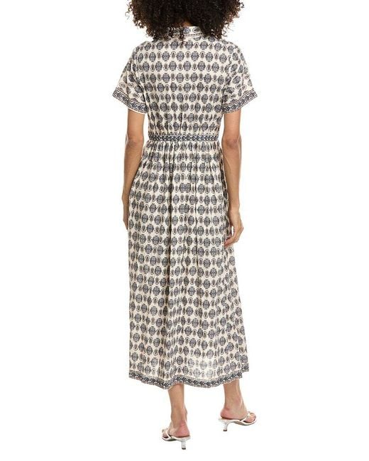 Max Studio White Short Sleeve Button Front Midi Dress