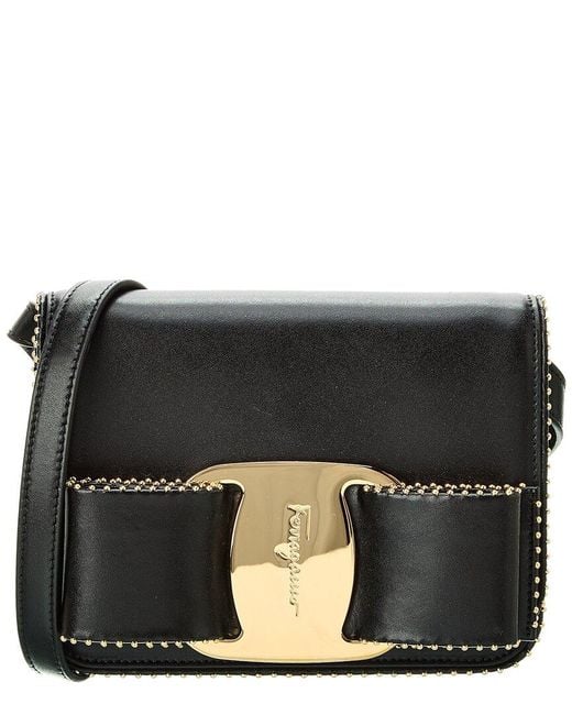 Ferragamo Black Ferragamo Vara Bow Leather Crossbody