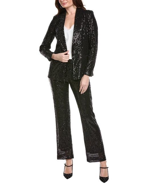 Nanette Lepore Black 2Pc Sequin Suit Jacket & Pant Set