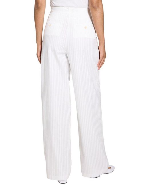Theory White Double Pleat Pant