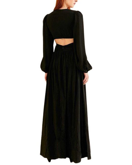 Farm Rio Black Cut Out Long Sleeve Maxi Dress