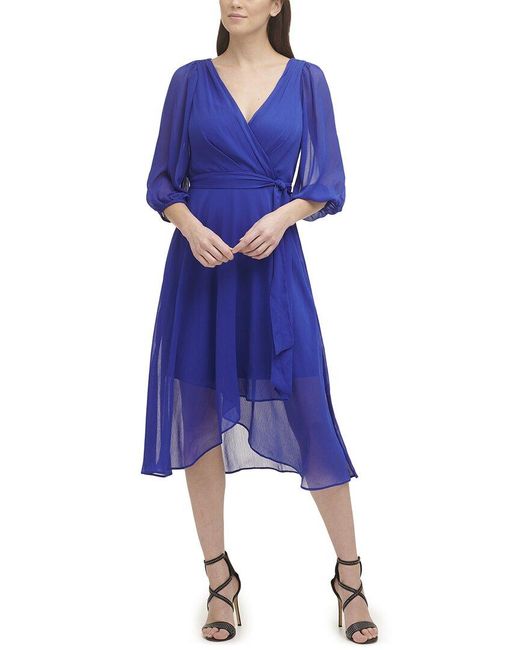 DKNY Blue Asymmetrical Dress
