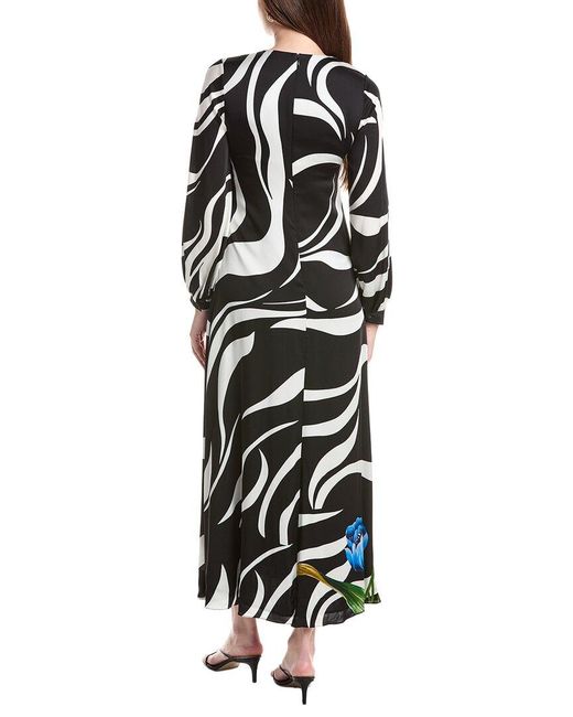 Tahari Blue The Renata Silk-Blend Maxi Dress