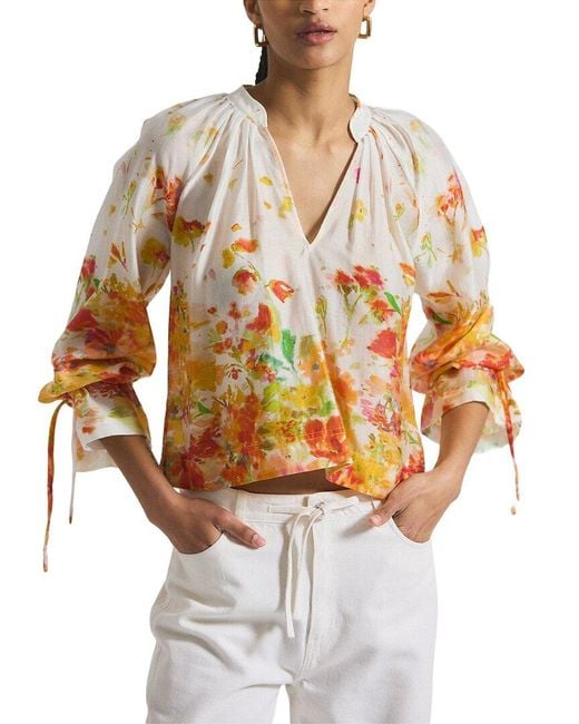 10 Crosby Derek Lam White Milon Organza V-Neck Blouse