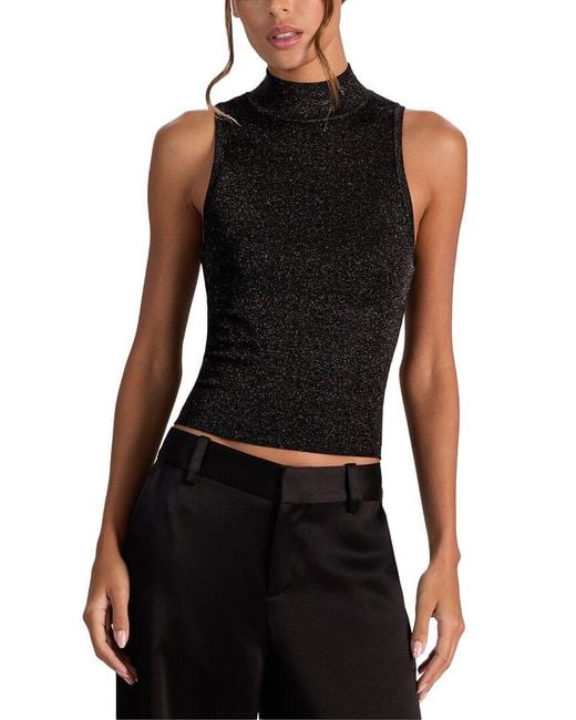 Alice + Olivia Black Darcey Metallic Wool-Blend Tank