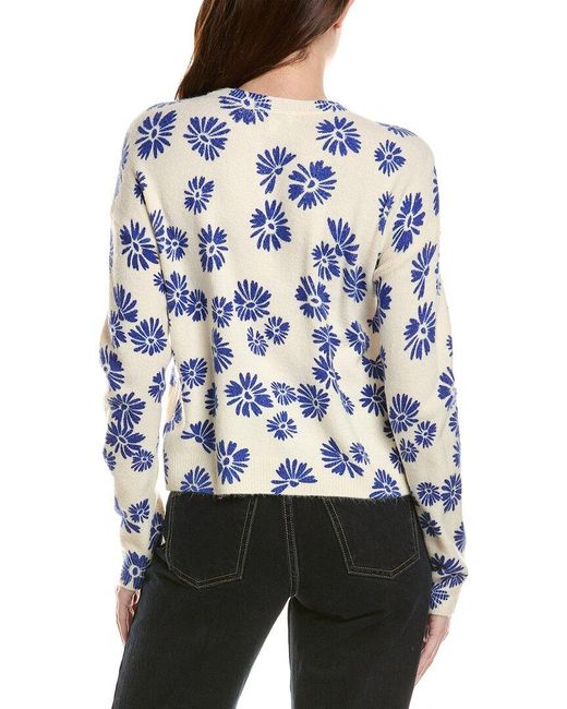 Cece Blue Flower Print Sweater