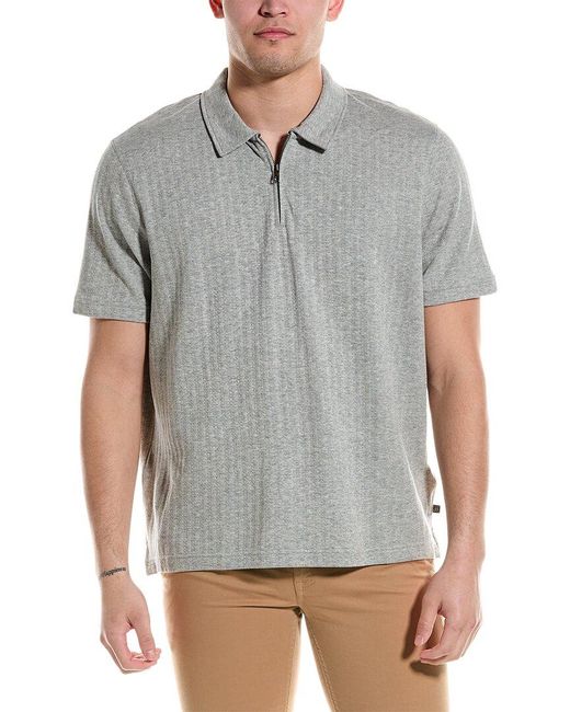 Ted Baker Gray Speysid Textured Zip Polo Shirt for men