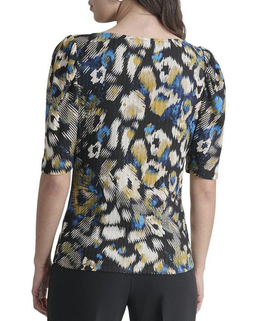 DKNY Black Short Sleeve Asymmetrical Top