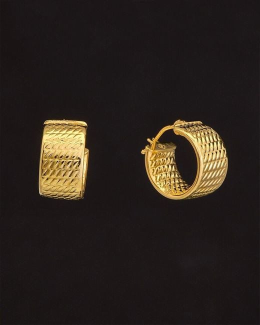 Italian Gold Black 14K Textured Hoops