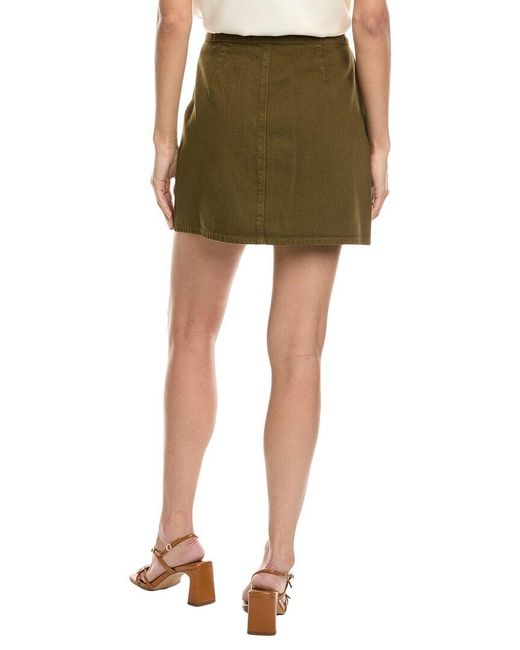 L'Agence Green Kris Button Front Mini Skirt
