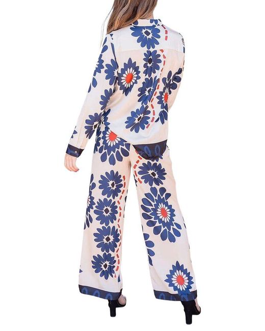 AMINA GLAM Blue 2Pc Shirt & Pant Set