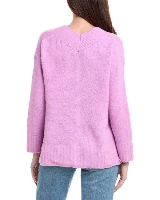 LaBiz Purple Wool & Alpaca-Blend V-Neck Sweater