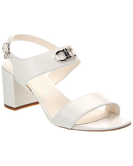 Ferragamo White Cayla 55 Leather Sandal