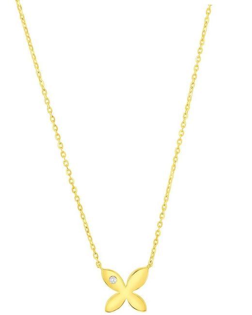 Suzy Levian Metallic 14K 0.09 Ct. Tw. Diamond Marquise Flower Necklace