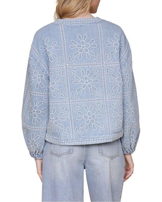 Avec Les Filles Blue Embroidered Barn Jacket