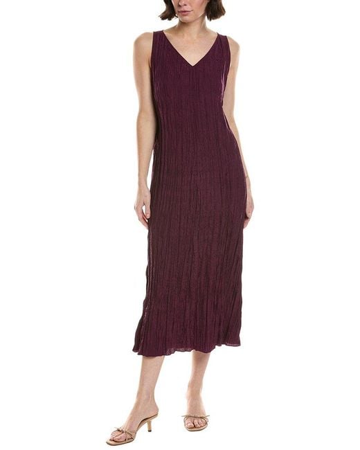 Eileen Fisher Purple Pleated Silk Flare Dress
