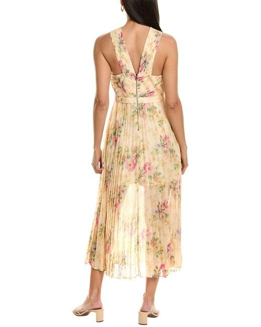 Ted Baker Natural Cross Front Pleated Midi Dress