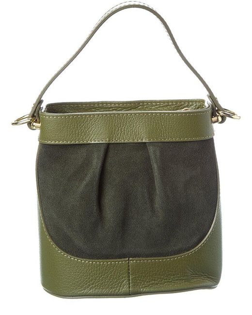 Persaman New York Green Suede And Leather Bucket Bag