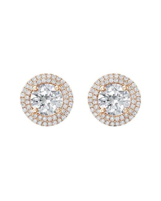 Diana M White Diana M. 14K Rose 10.00 Ct. Tw. Lab-Grown Diamond Halo Earrings
