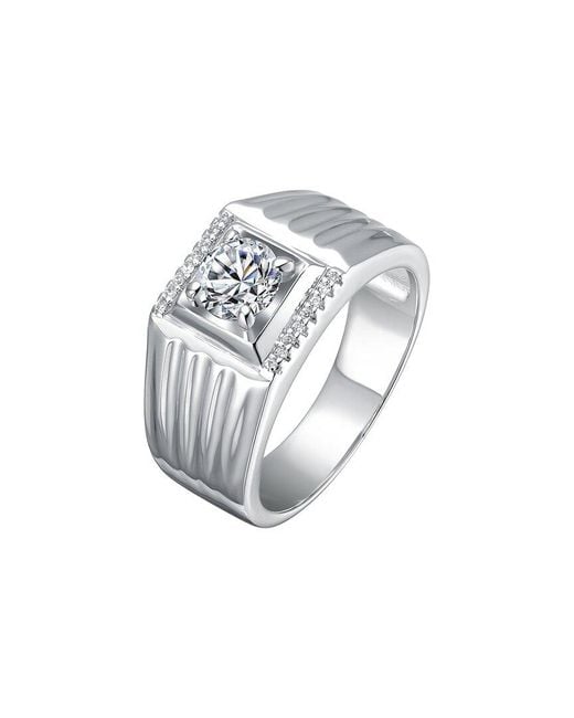 Genevive Jewelry White Rachel Glauber Plated Cz Ring for men