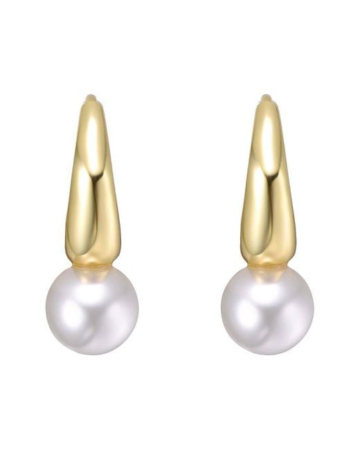 Genevive Jewelry Metallic Rachel Glauber Plated 10.4Mm Pearl Stud Earrings