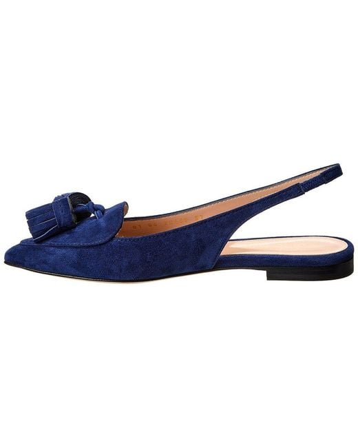 Gianvito Rossi Blue Slingback Suede Flat