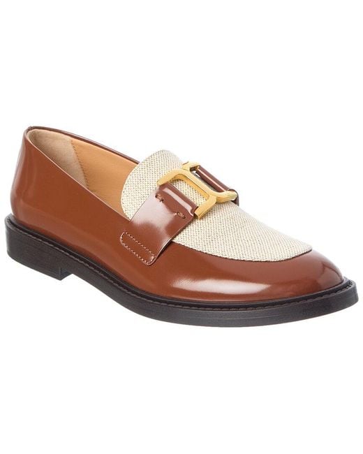 Chloé Brown Marcie Canvas & Leather Loafer