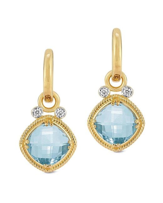Reiss 14k 5.14 Ct. Tw. Diamond & Blue Topaz Earrings