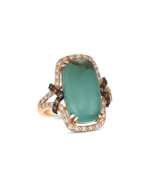 Le Vian Green Peacock Aquaprase 14K Rose 10.30 Ct. Tw. Diamond & Aquaprase Ring