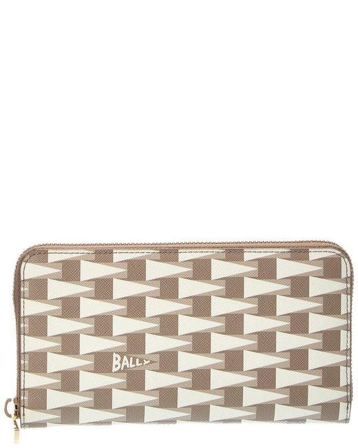 Bally Metallic Pennant Leather Zip Around Wallet